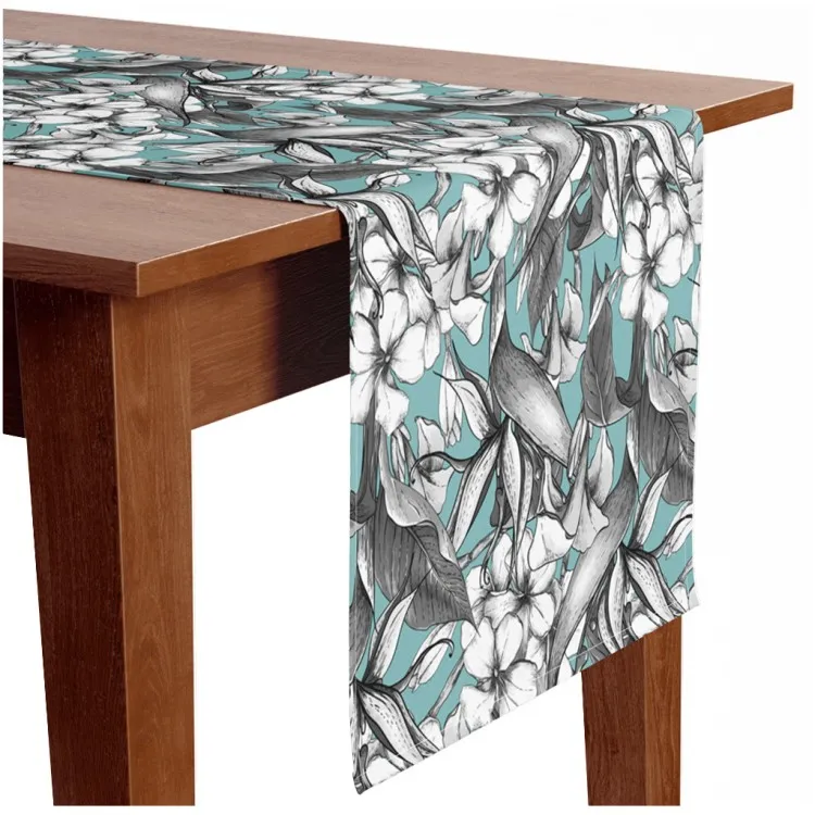 Floral swirl - grey floral composition on green background 