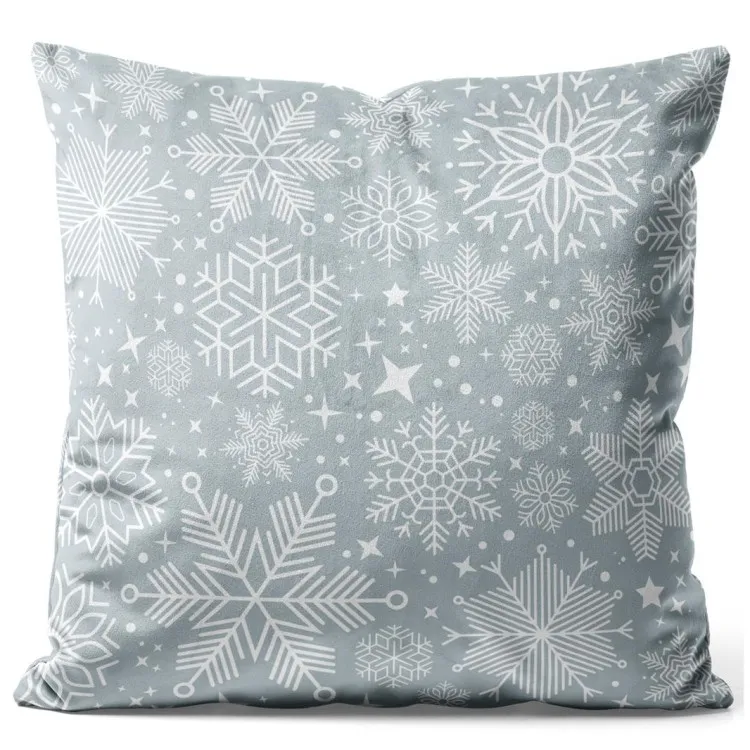 Starry plants - white motifs depicted on a grey background velour