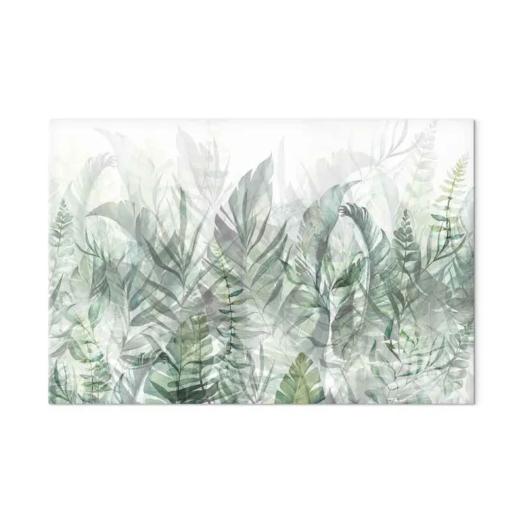 Wildblumenwiese (1-teilig) - Zart gezeichnete Blätter, heller Hintergrund