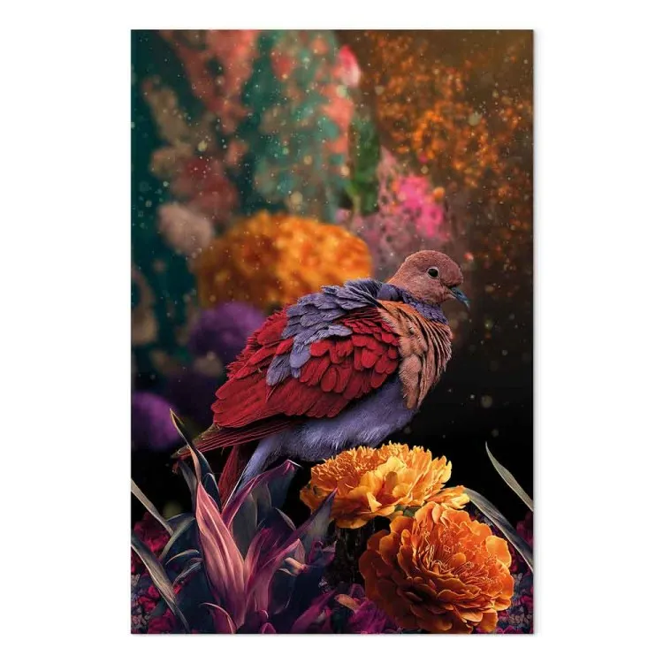 Wilde Natur (1-teilig) - Farbenfroher Vogel unter bunten Pflanzen