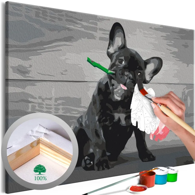 Doggy in Love - Cute French Bulldog With a Rose in Its Mouth