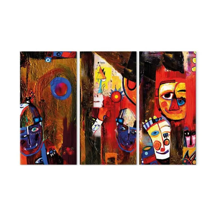 Colorful Abstraction - Cheerful Painted Clowns in the Style of Pablo Picasso