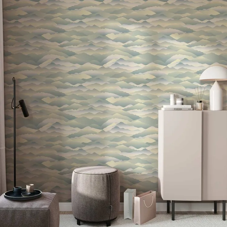 Abstract Landscape - Cream Waves of Mountains Immersed in Clouds