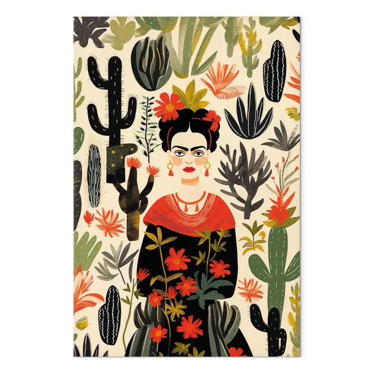 Frida Kahlo - Portrait of the Artist Amid Desert Flora Full of Cacti