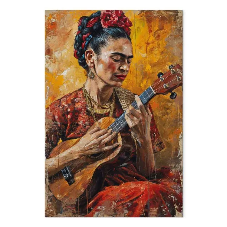 Frida Kahlo - Portrait of a Woman Playing the Ukulele in Brown Tones