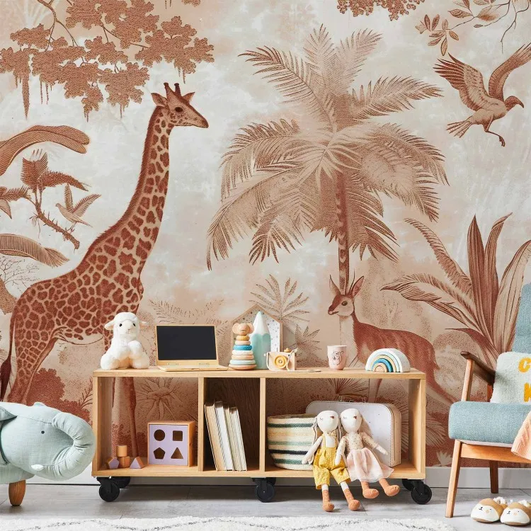 Forest and Animals - Composition With Jungle in Terracotta Color