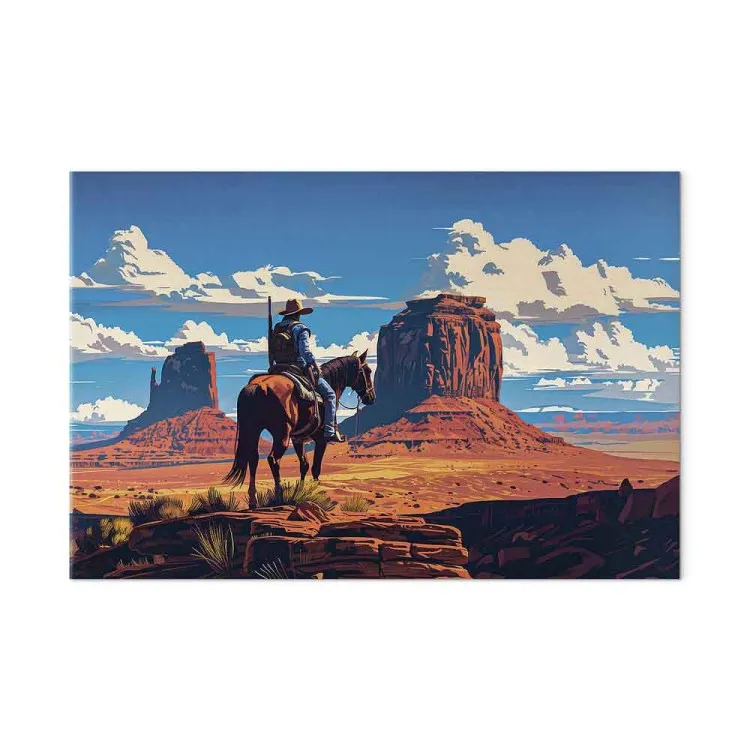 Cowboy on the Wasteland - Rider Admiring Rocky Landscapes