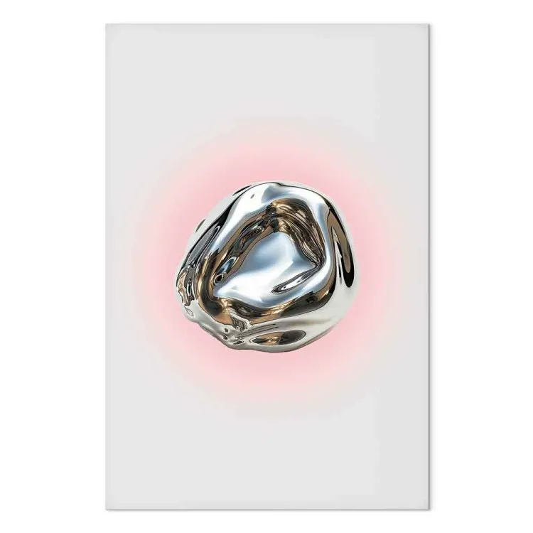 Silver Form - Modern Abstraction in the Form of a Shiny Sphere on a Light Background