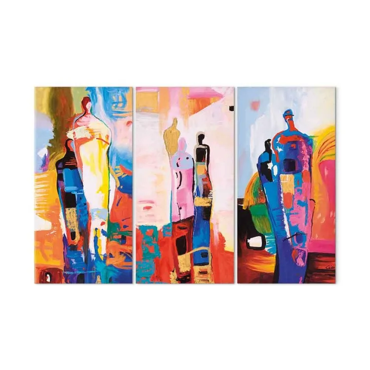 Pastellfiguren (3-teilig) - Bunte Abstraktion mit Silhouetten