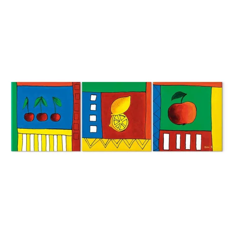 Kirschen Zitronen Apfel (3-teilig) - Bunte Illustrationen