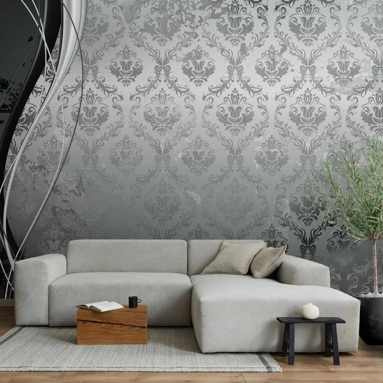 Retro-Wolken - Abstraktion mit zahlreichen Ornamenten in Silberfarbe