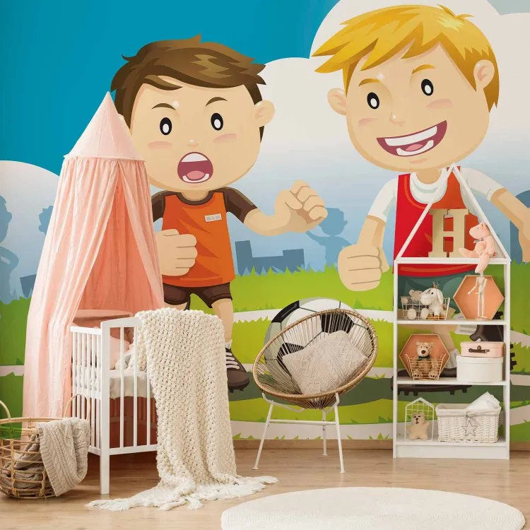 Fußballspieler - Jungen die Fußball auf Feld spielen für Kinder