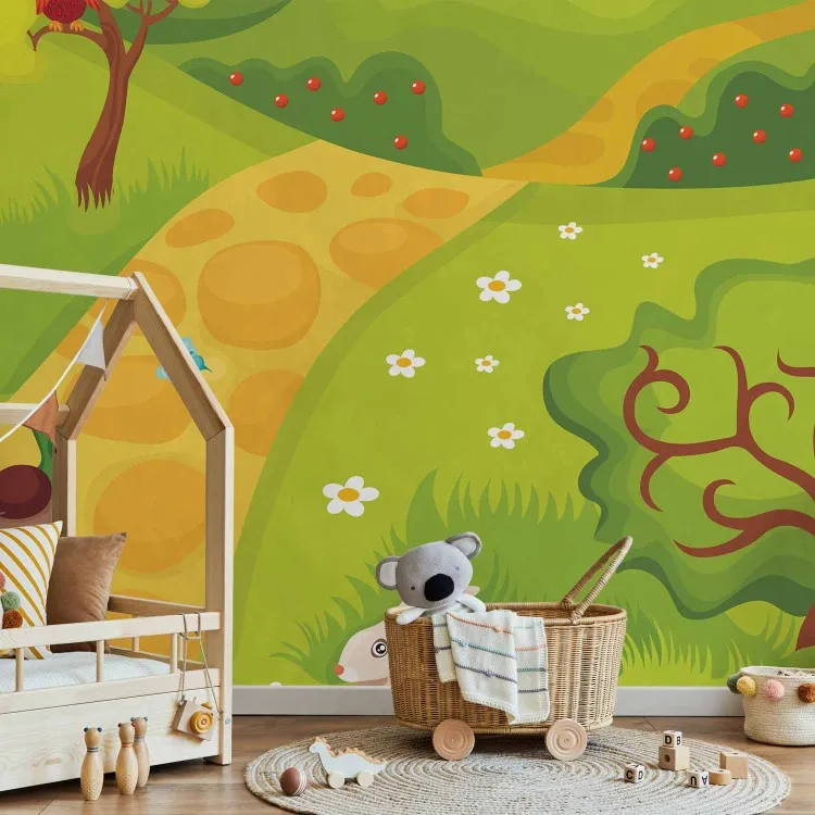 Märchenwelt - Straße die zu Schloss durch Felder und Wälder führt